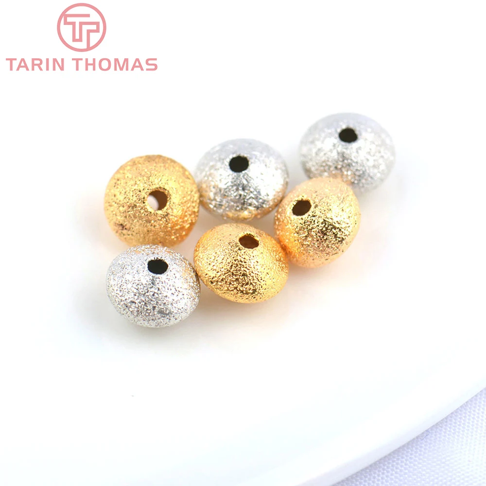 (4975)20PCS 7x5MM 24K Gold Color Plated Brass Matte Round Beads Spacer Beads High Quality Diy Jewelry Accessories Wholesale