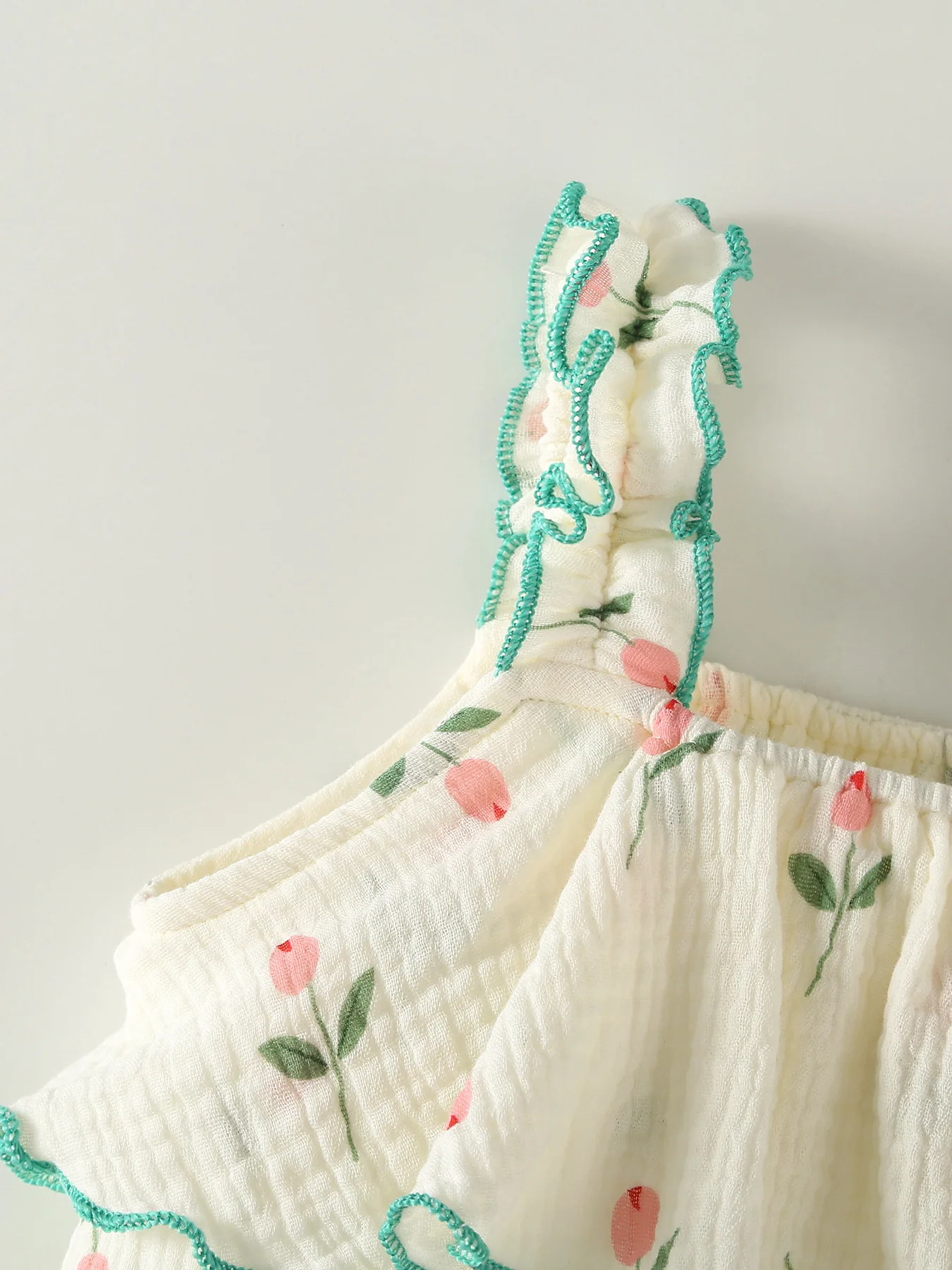 طفل تنفس القطن مطابقة ارتداءها قبعة 2 قطعة فتاة 2026 الصيف الباستيل توليب طباعة الثلاثي نيسيي #4