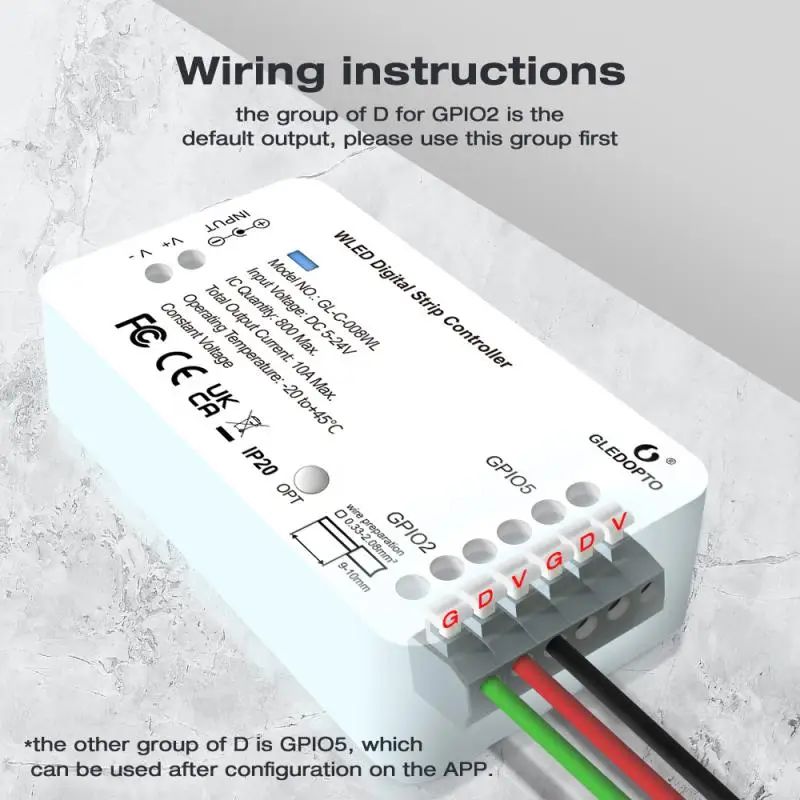 WLED 디지털 라이트 스트립 컨트롤러, WIFI DC5-24V 지지대, WS2812 2811 SK6812 및 기타 RGB RGBW 라이트 스트립 800 IC DIY 가능