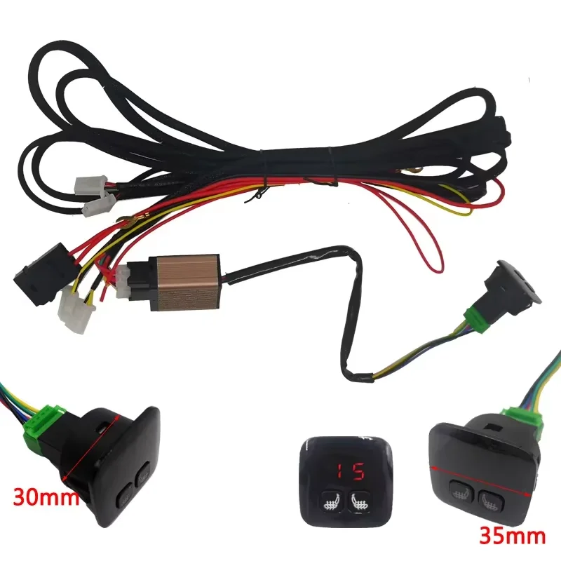 Built-in Car Seat Heater Kit Fit 2 Seats 12V 27W Heating Pads 5-Levels Digital Display Dual Control Switch System For Auto Seats