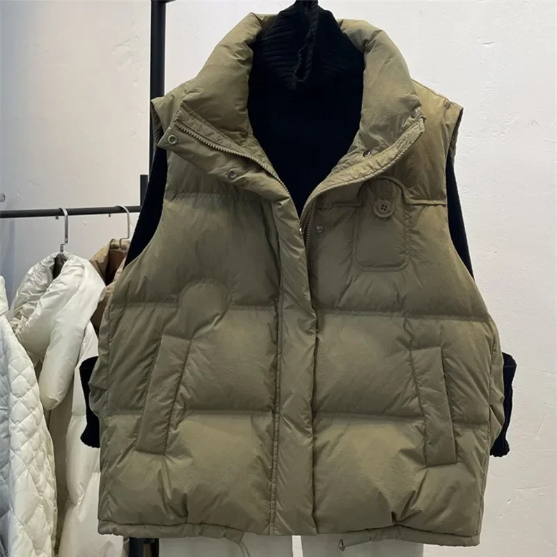 2024 New Women's Winter Cotton Vest Korean Version Loose Outer Vest, Fashionable and Casual, Thick and Warm Short Jacket