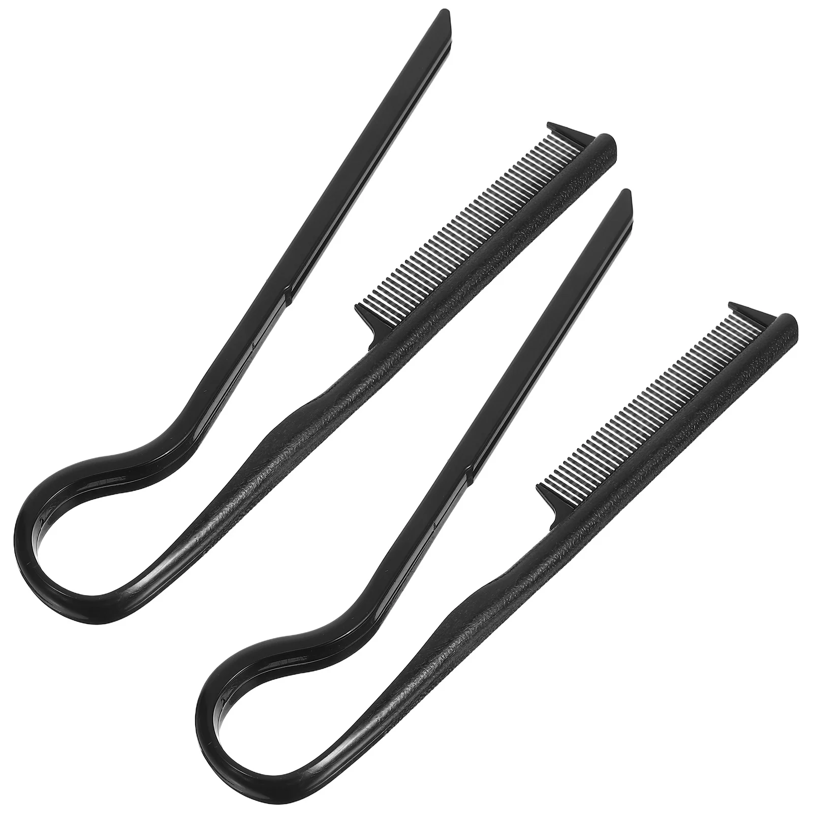 

2Pcs Black V-Shaped Hair Straightener Comb Styling Aid for Smooth Flat Iron Use Hairdressing Tools Set