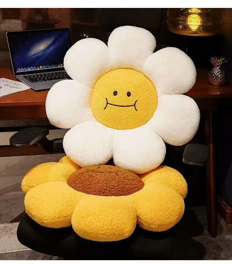 Sonnenblumen-Kissen für Sofa, Wohnzimmer, Boden, Blumenfenster, Blütenblatt-Rückenlehne, Luxuriöses Kopfteil-Kissen, Kindersitzkissen – Detail 4