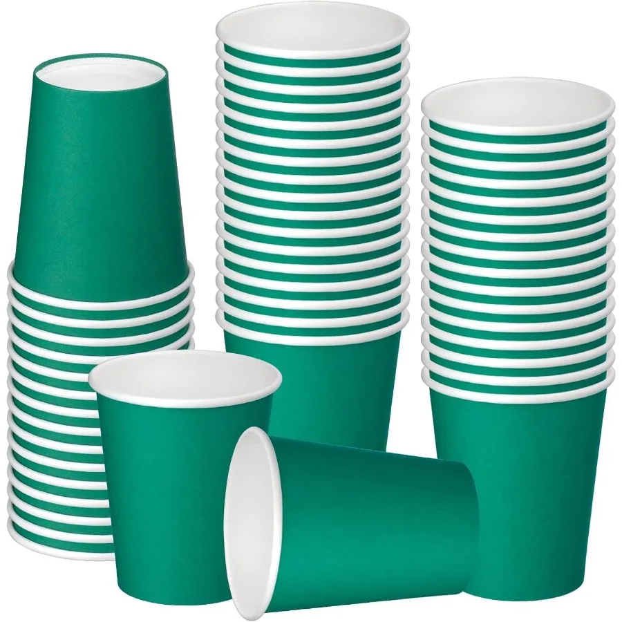 

50 упаковок, 8 унций, зеленые одноразовые бумажные стаканчики для горячих и холодных напитков, экологически чистые бумажные кофейные стаканчики, чайные чашки и вечерние питьевые чашки C