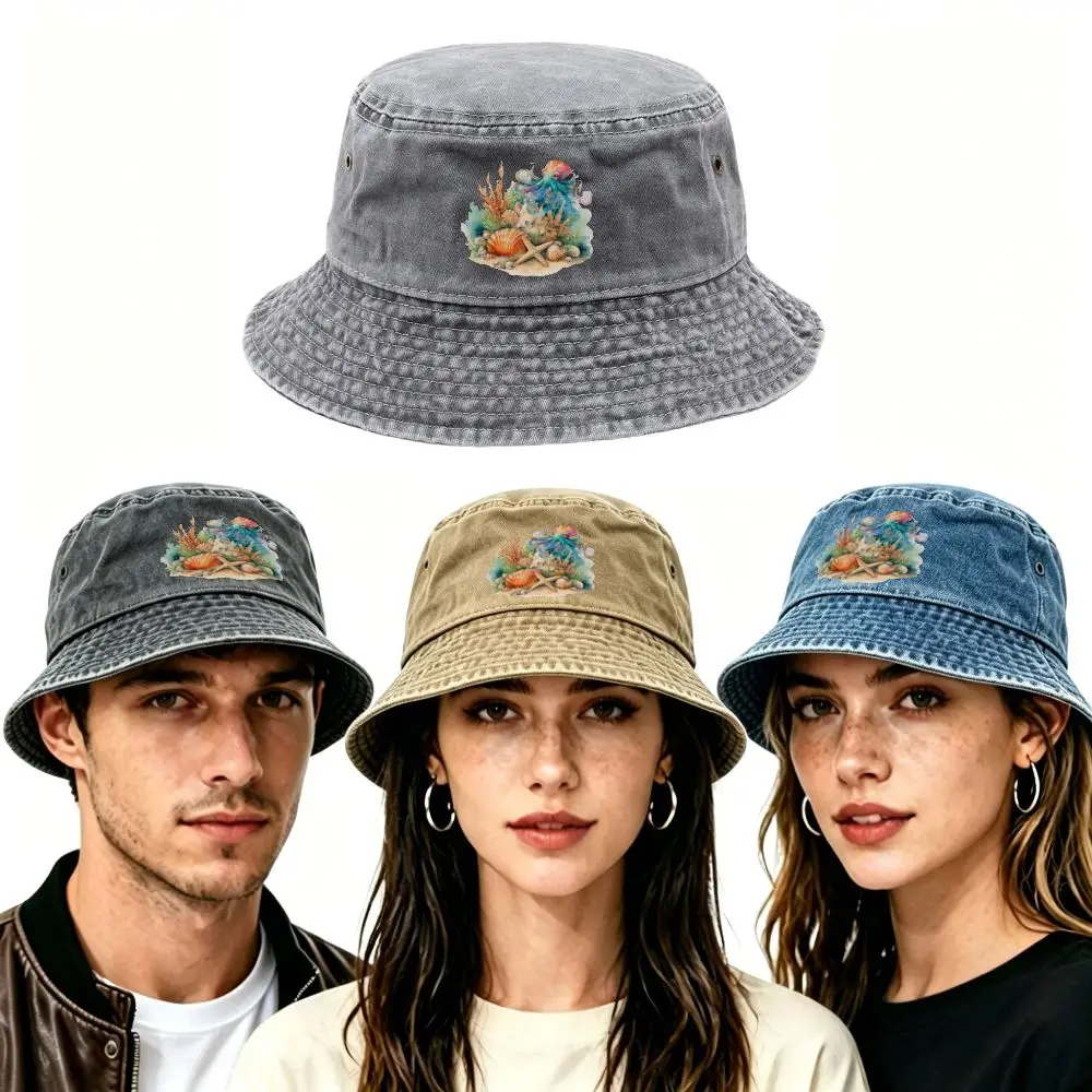 Oceanic Octopus Shell Bucket Hat Viscose Fishing Travel Hat for Women Teens Outdoor Adventure Gift