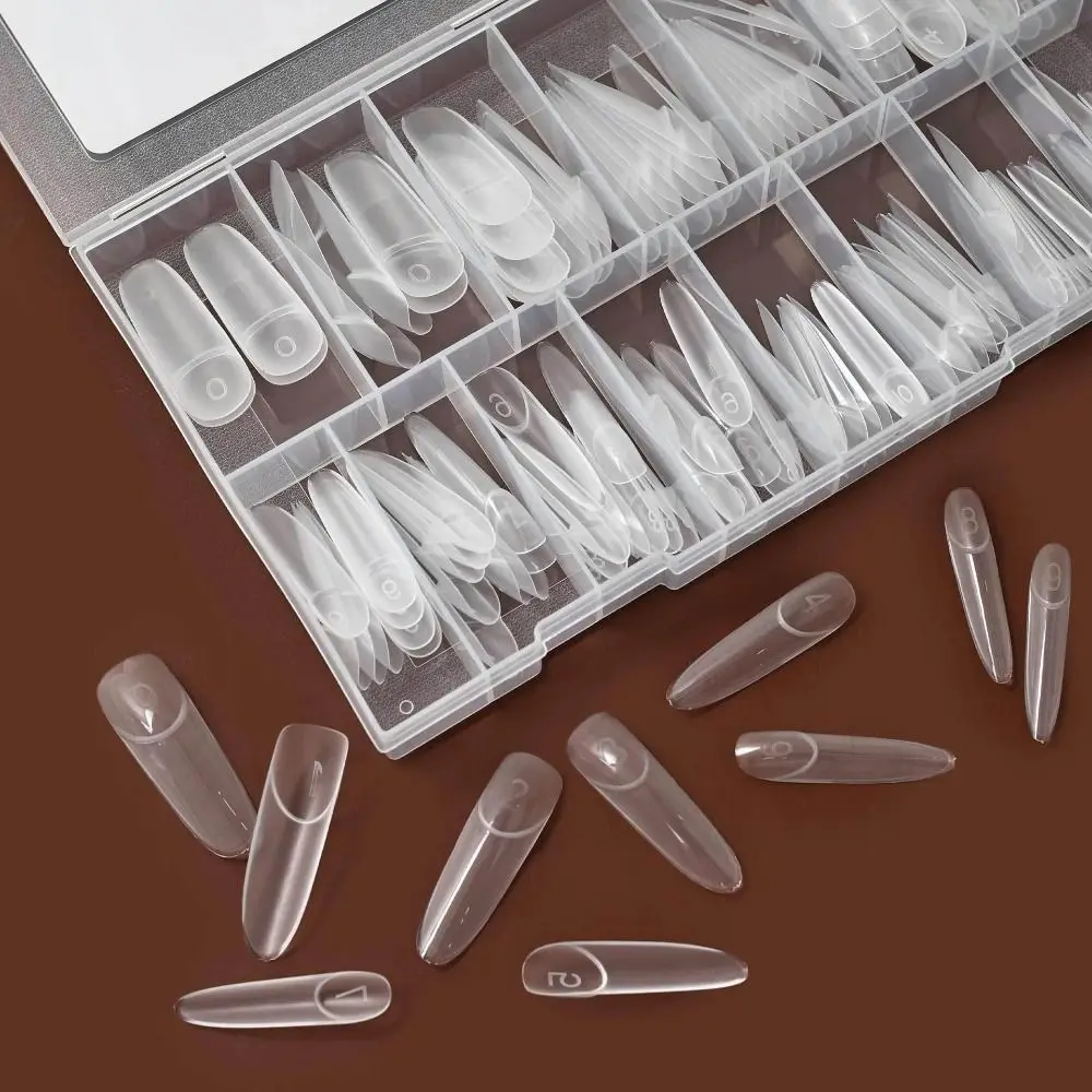 140Pcs Transparent Nail Extension Forms Straight Tube Shape Contoured Fit Dual Nail Forms Reusable French Nail Forms