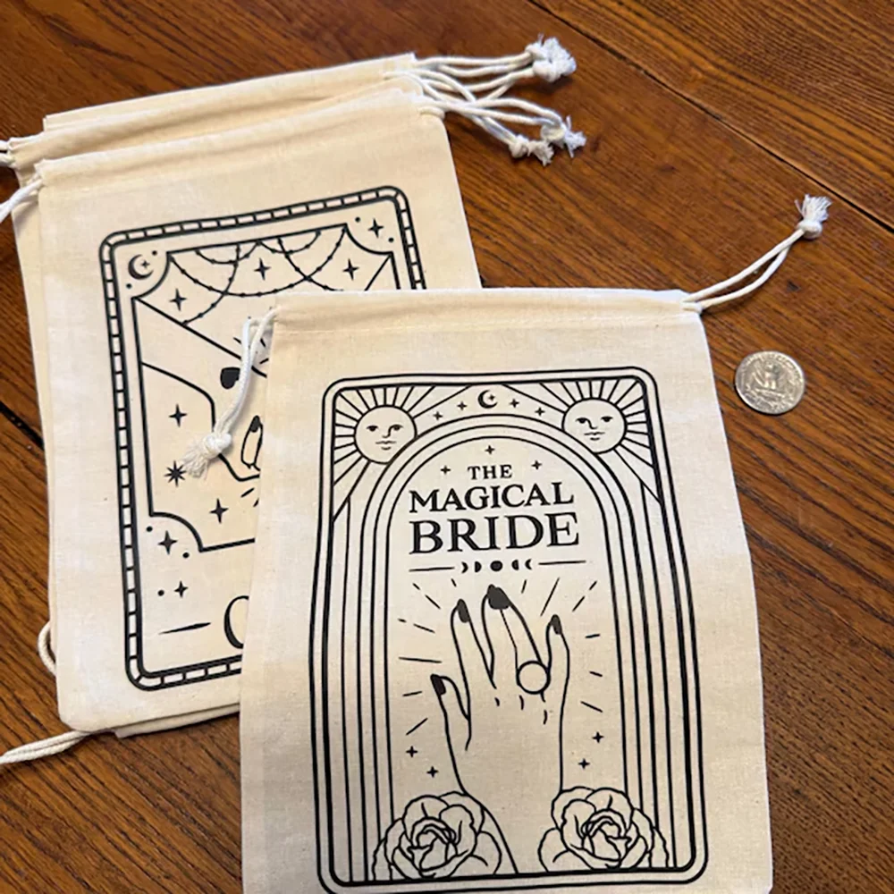 6Pcs The Magical Bride Tarot Card Drawstring gift bags Halloween Bridal Party Gifts Wedding favor Bride tribe Bachelorette Bags