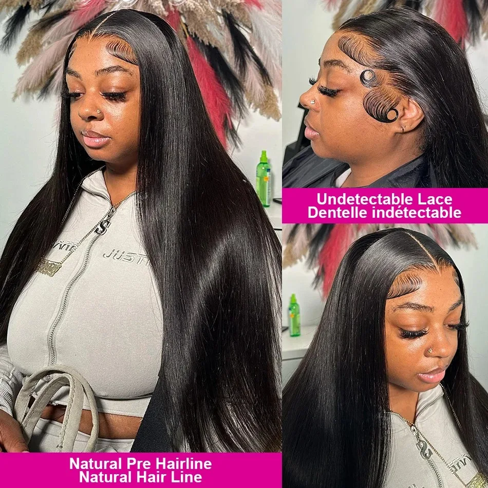 40 นิ้วตรงลูกไม้ด้านหน้าวิกผมผมมนุษย์ความหนาแน่น 200 13x4 HD โปร่งใสผมมนุษย์วิกผมลูกไม้ด้านหน้าด้านหน้าสําหรับผู้หญิงธรรมชาติสี