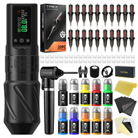 Tattoo Kit T-rex New Cool Wireless Tattoo Pen Kit 3.5mm Travel Rotating Tattoo Pen Machine 1600mA Tattoo Power Tattoo Gun Kit