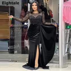 Eightale Luxury Evening Dress Saudi Arabic Long Sleeves Velvet Sequin Formal Mermaid Wedding Prom Gown Hochzeits Kleid