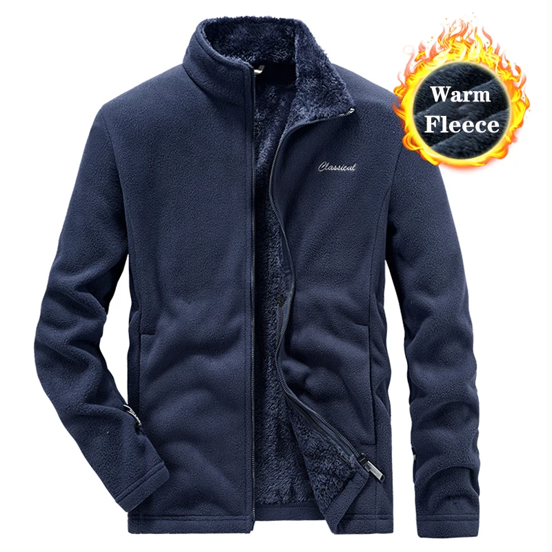 Chaquetas de senderismo de forro polar de felpa para hombre, prendas de vestir exteriores a prueba de viento, gruesas y cálidas, prendas de vestir