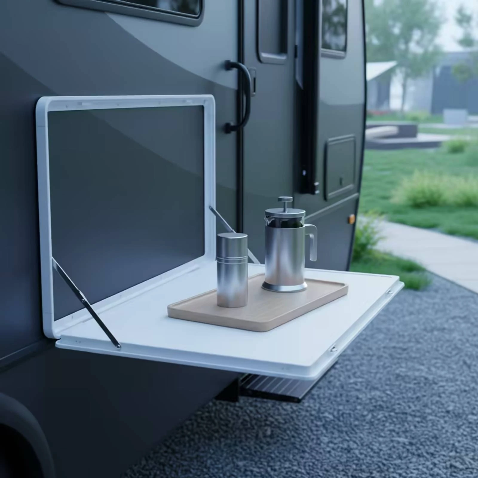 Recreational Vehicle Folding Table Panel Lockable RV Folding Side Table Foldable Collapsible for Campers, Outdoor Dining
