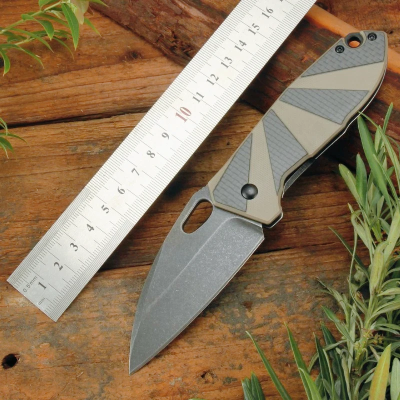 Coltello pieghevole tascabile da campeggio esterno 8Cr13Mov Lama in acciaio G10 + Manico in fibra di carbonio Coltelli da sopravvivenza Strumenti militari tattici EDC