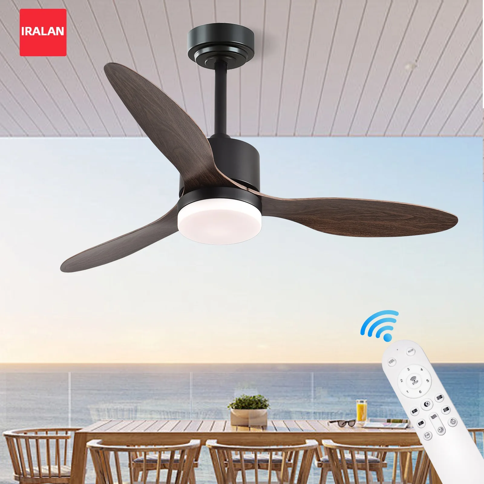

IRALAN 52 Inch Ceiling Fan Bedroom Dining Living Room Smart Remote Control 6-speed Ceiling Fan with Light Nordic Electric Fan