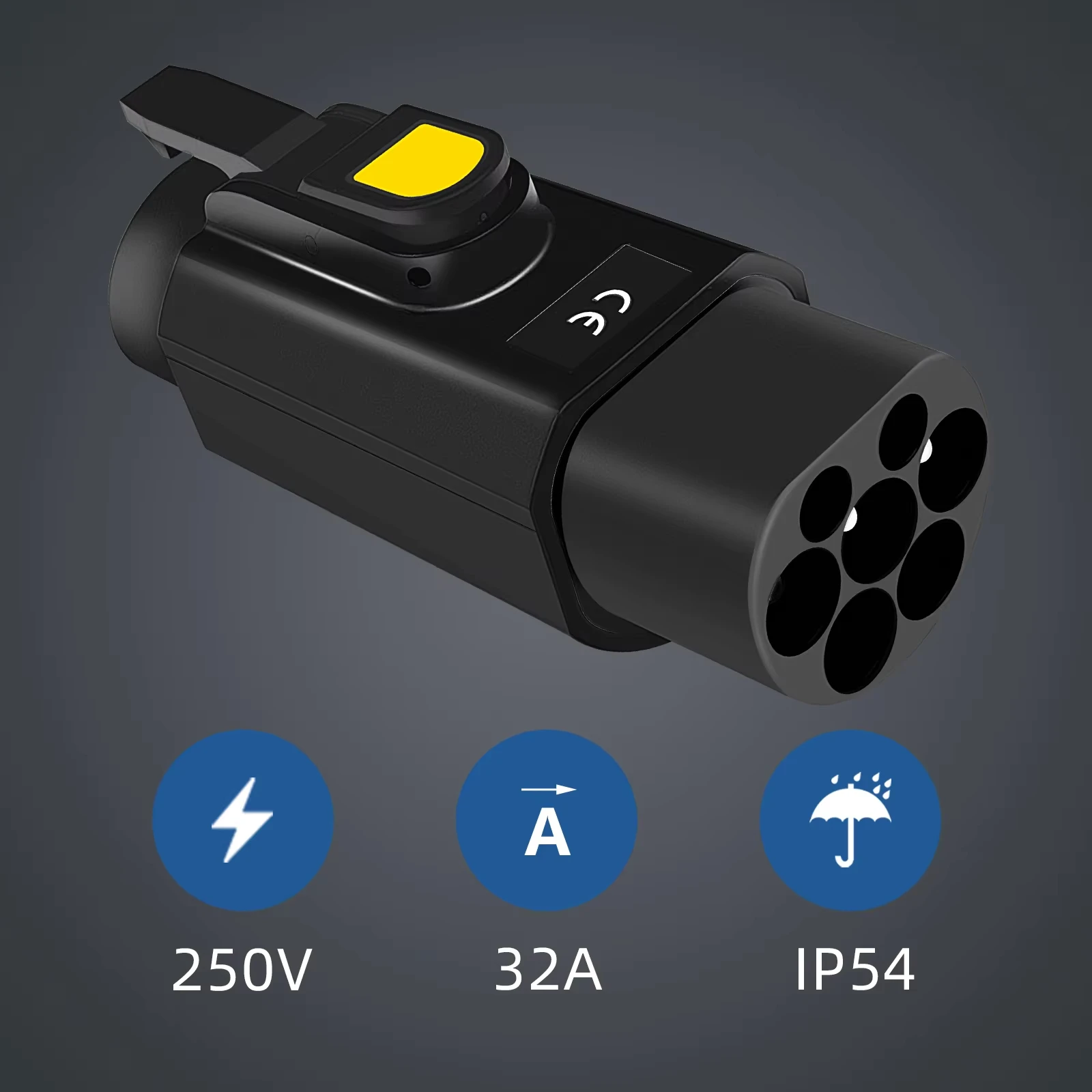 Type 2 to Type 1 EV Charger Adapter 32A Convert IEC 62196 Charger to J1772 Socket for Single-Phase Electric Cars