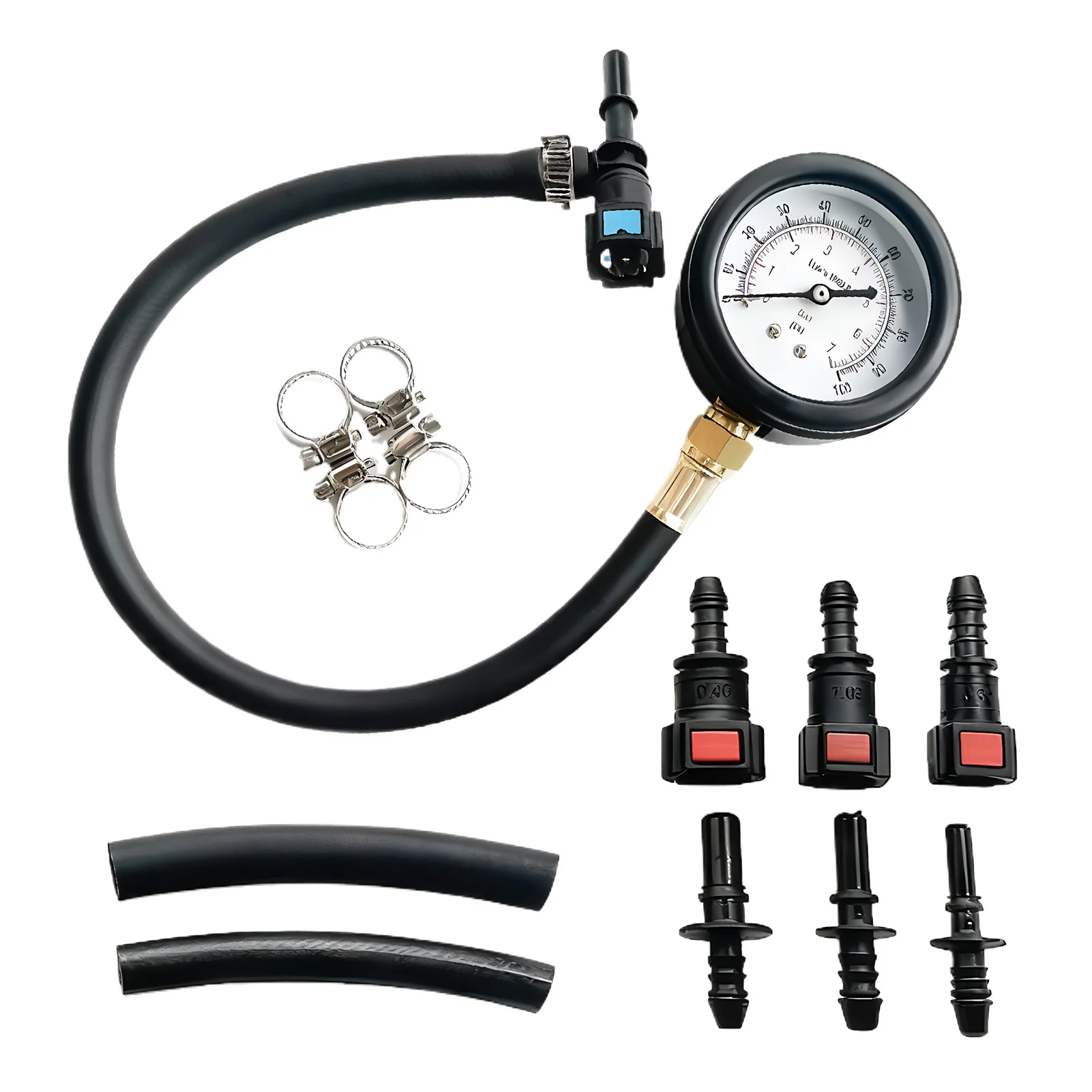 

Манометр для измерения давления топлива - 0-100PSI, комплект для проверки давления топлива, для мотоциклов, автомобилей, грузовиков, быстрый отклик