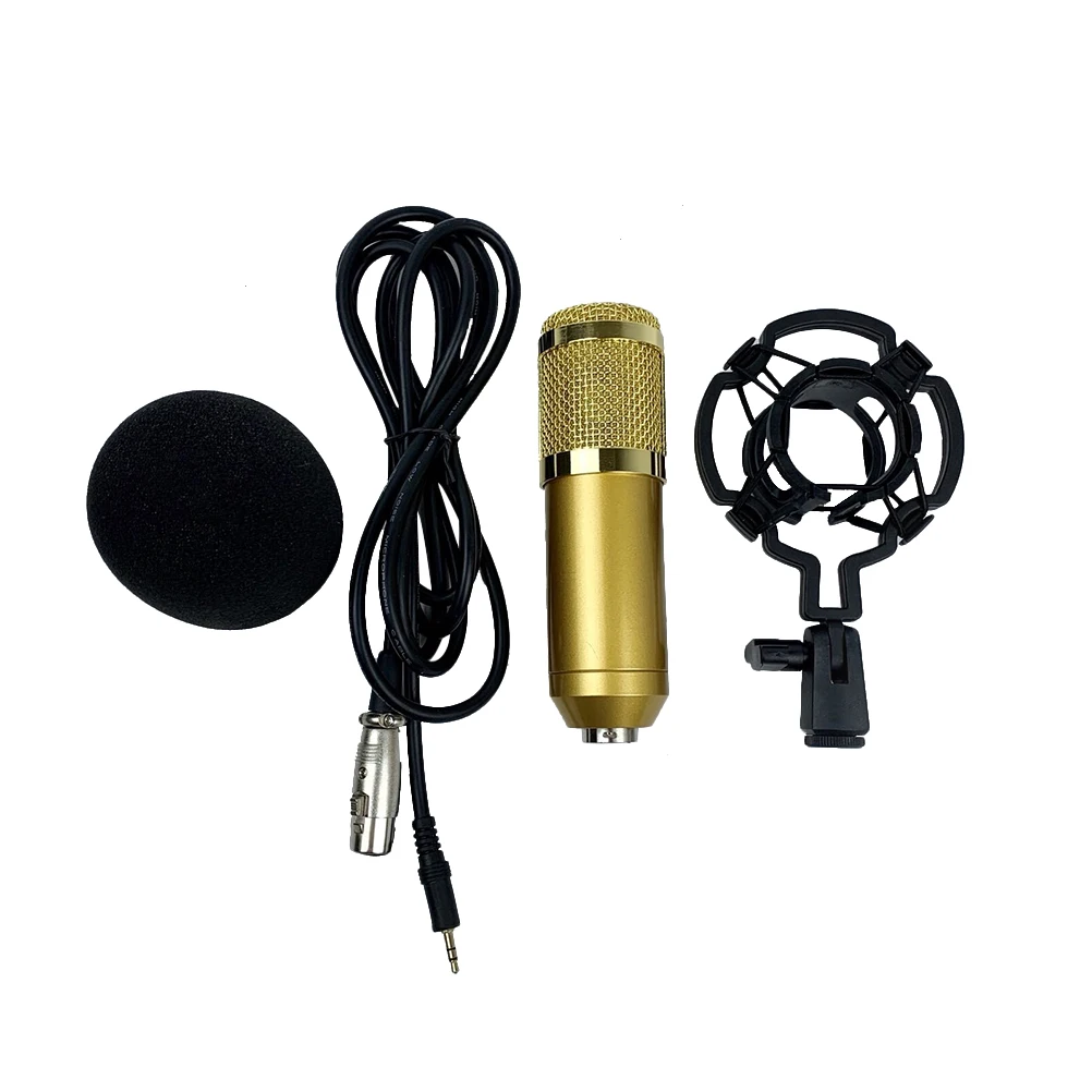 

Capacitor Microphone BM-800 Double Layer Mesh Studio Condenser for Conference Gold Plated XLR Connector Large Diaphragm