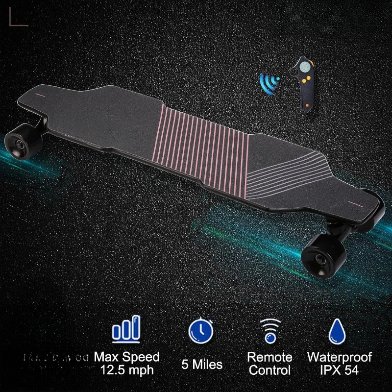 Electric Skateboard with Remote Control for Beginners, 350W Brushless Motor, Max 12.4 MPH