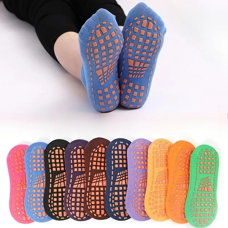 Unisex Thin Lightweight Anti-Slip Socks with Silicone Sole for Indoor Spring Autumn Adults & Children Trampoline Early Education