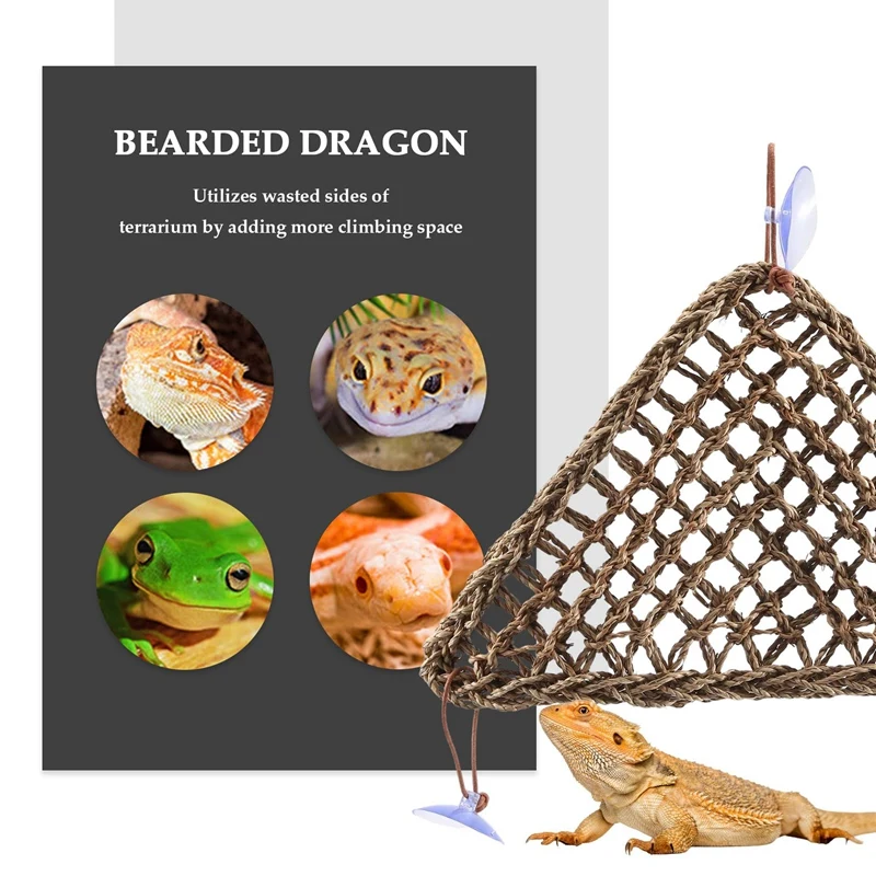 Bearded Dragon Hammock Lizard Lounger,100% Natural Seagrass Fibers For Reptiles,Geckos,Iguanas,Hermit Crabs And Snakes,Triangula