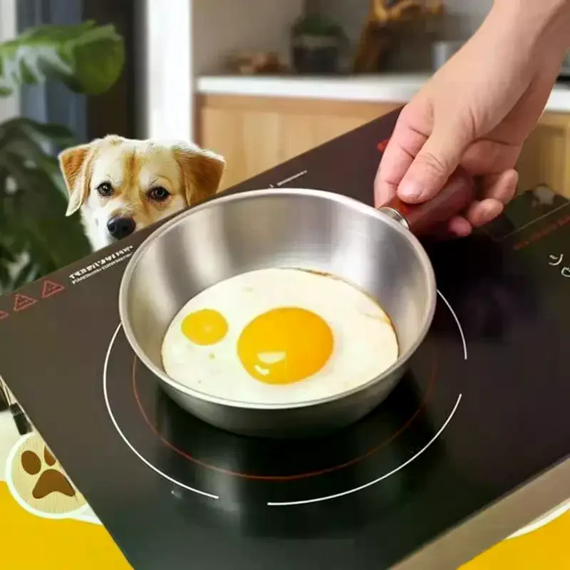 

1PC Breakfast Bowl, Stainless Steel with Walnut Wood Handle, Ideal for Cooking and Serving in Kitchen Restaurant