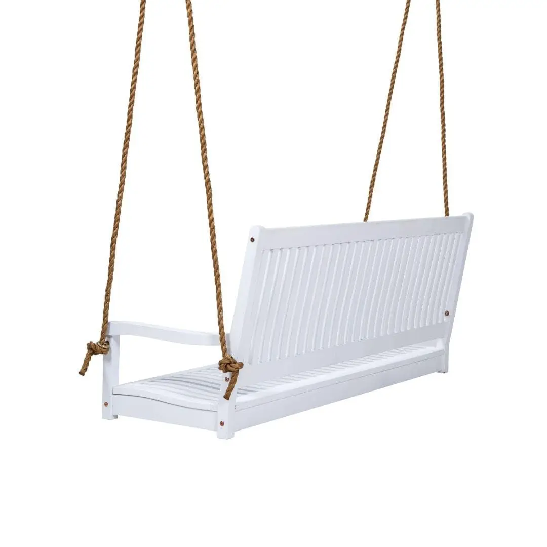 Wood Porch Swing with Cushion, 500lbs Heavy Duty Hanging Bench, 10ft Rope Kit, Weather Resistant, 5ft, Customized