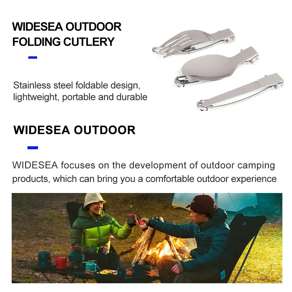 3 pcs 1 set portable outdoor camping travel picnic foldable stainless steel cutlery set fork knife spoon utensils free shipping view 4