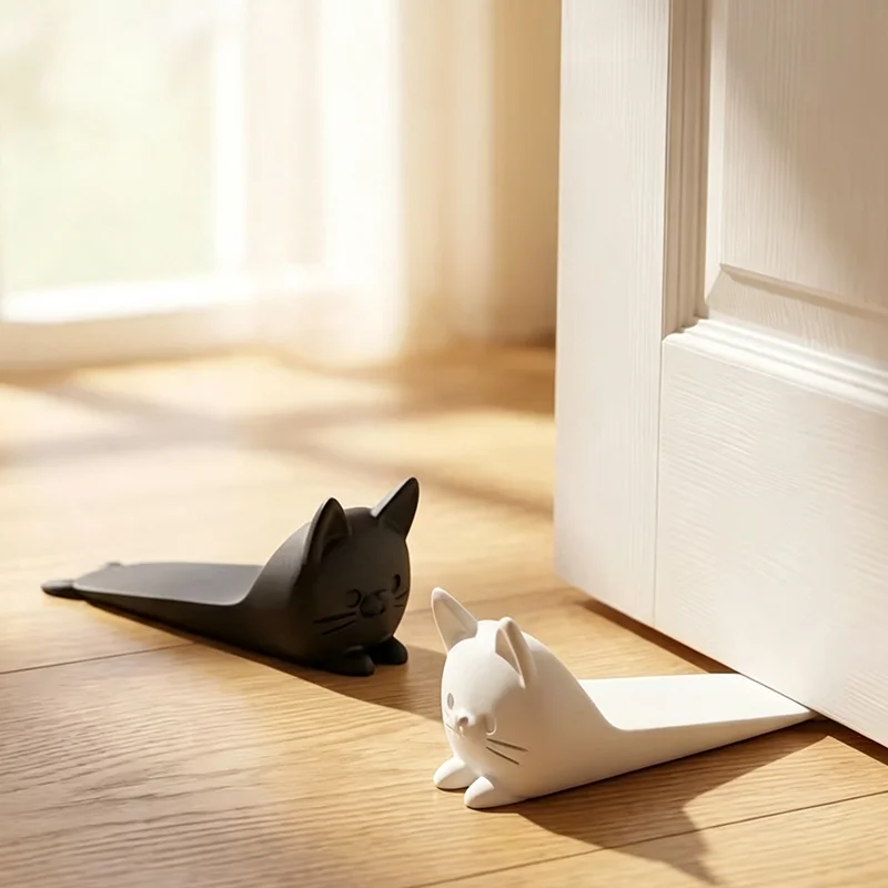 3D Printed Cute Cat Door Stopper Household Entryway Decor Lovely Kitten Shape Door Holder Bedroom Office Creative Door Accessory