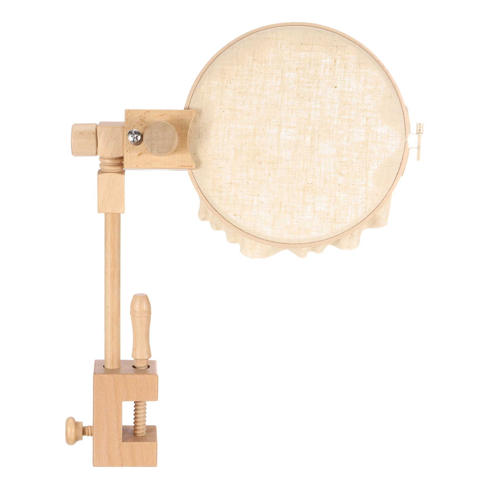 Adjustable Embroidery Hoop Stand Rotated Beech Wood Cross Stitch Stand Holder for DIY Art Craft, Sewing, Needlework Projects