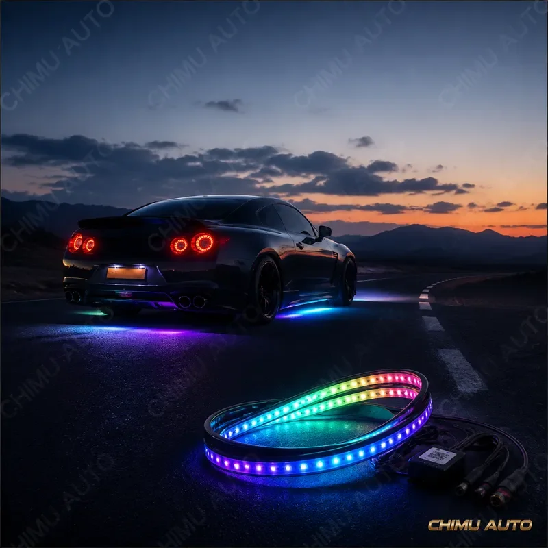 【CHIMU AUTO】 RGB LED Strip Lights for Car Symphony Chassis Waterproof APP Control Voice Activated Atmosphere Lamp for