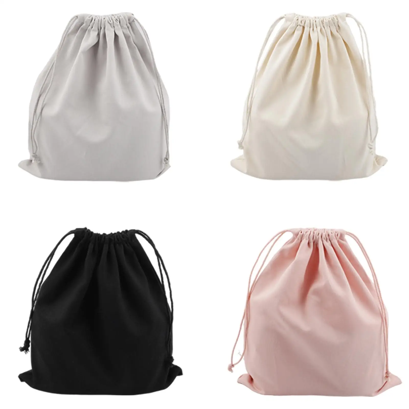 25x30cm Large Canvas Plain Drawstring Bags Laundry Bag Reusable