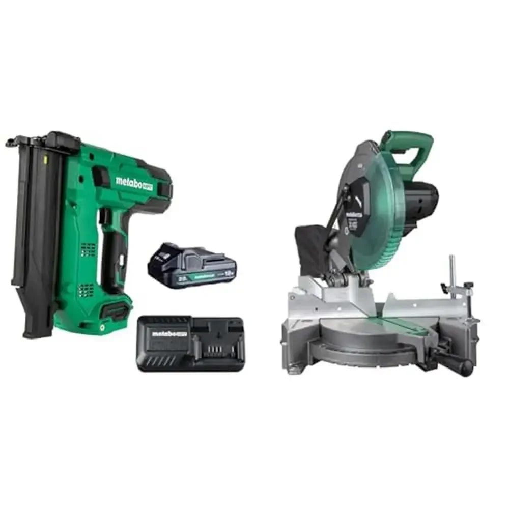 18V MultiVolt™ Compact Cordless Brad Nailer Kit & Cordless Miter Saw Tool Set Lightweight Accurate Stable Spring Powered Long