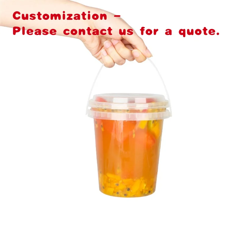 

Custom.LOKYO Take Away pp Чашка-ведро для фруктового чая Boba на заказ Одноразовая пластиковая чашка на 32 унции с ручкой