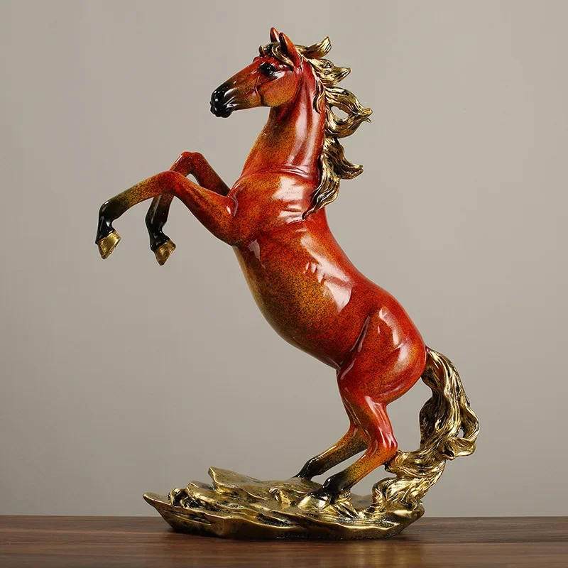 Resin Handicraft Artificial Animal Sculpture Running Horse Stallion Decorative Figurines Home Decoration Accessories