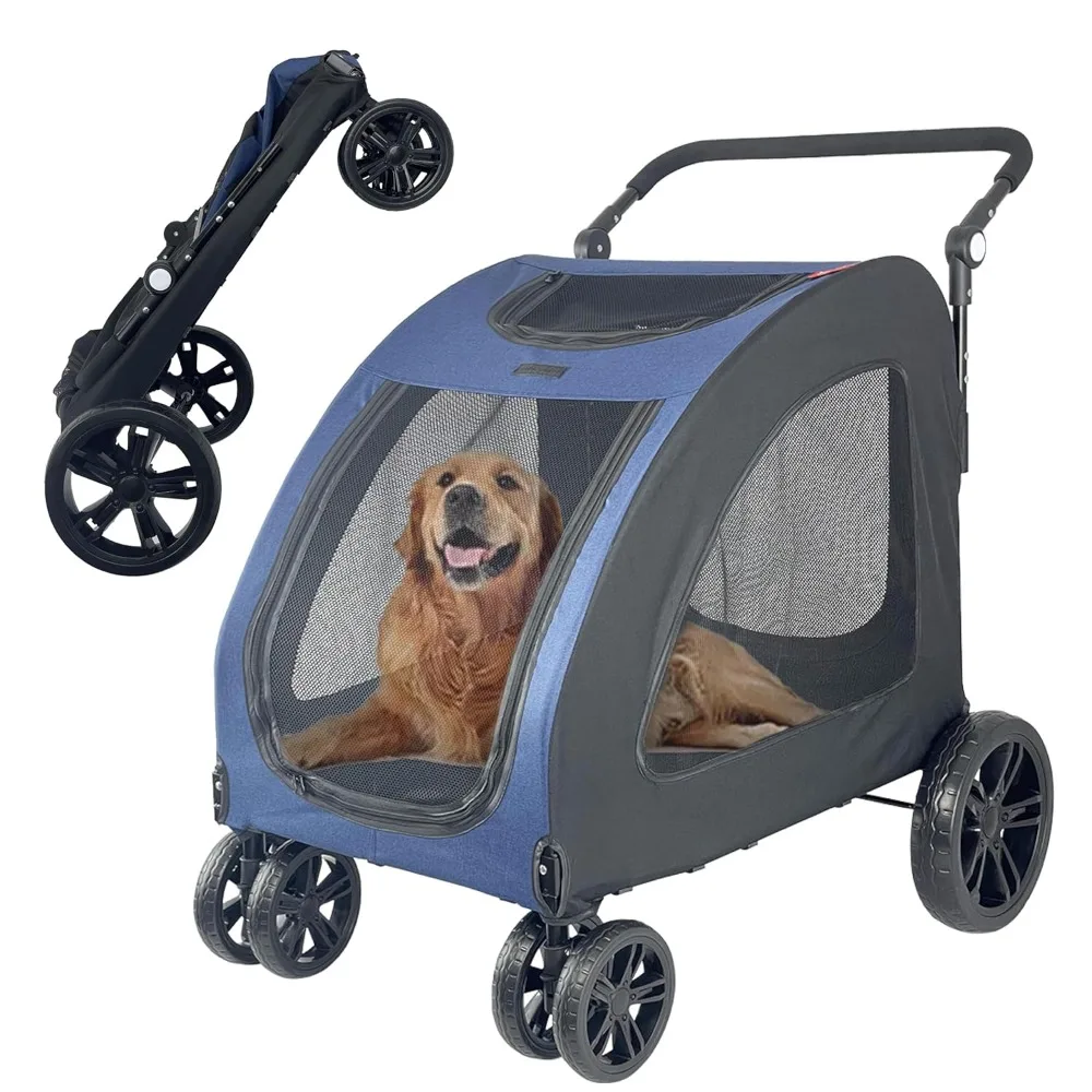 

Foldable Pet Jogger Stroller for Large Dogs up to 110 lbs, Universal Wheel Dog Stroller for Single or Multiple Medium and Large