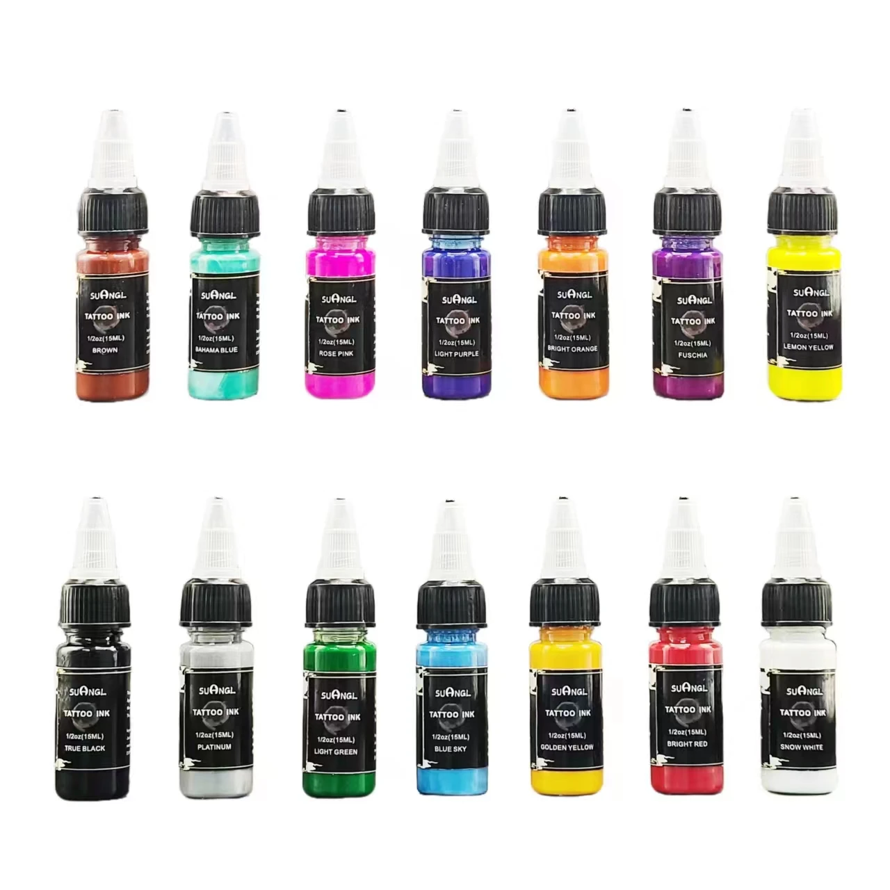 7/14 color SUANGL-tattoo ink set, 0.5oz (15ml), professional tattoo ink, suitable for professional tattoo artists and artists