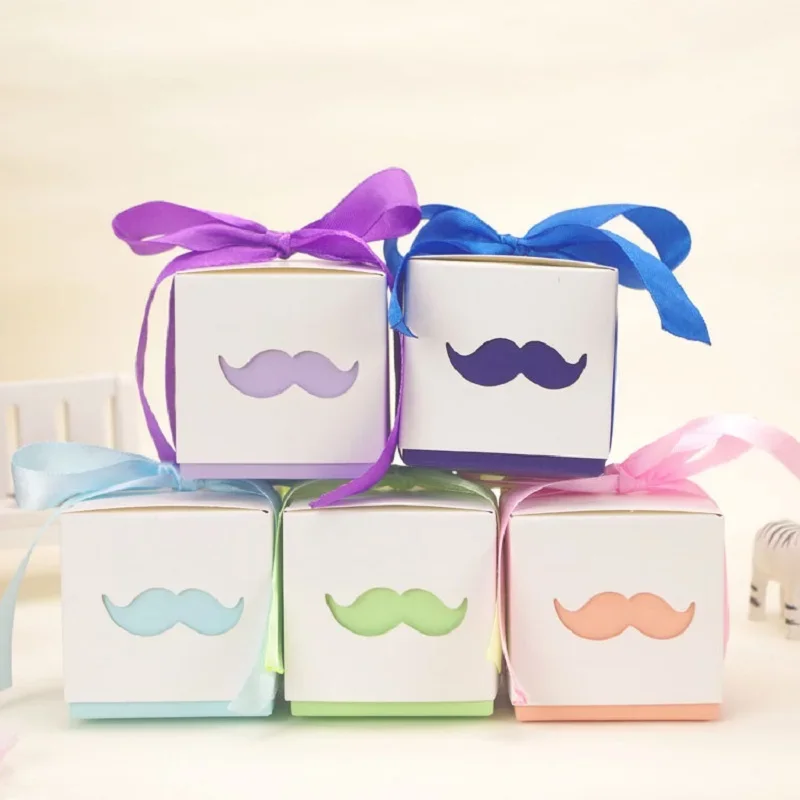 Moustache Gift Bag Small Boxes for Gifts Packaging Bags Square for Baby Shower Birthday Party Wedding Favor and Gift Box