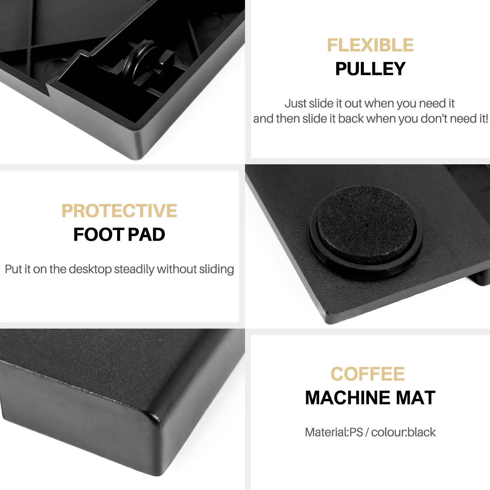 A84X-Kitchen Sink Sliding Coffee Tray Mat, Under-Cabinet Equipment Coffee Machine Toaster Countertop Storage Moving Slider-Base