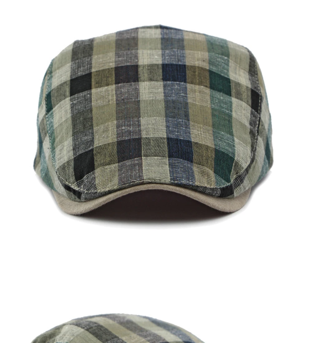 HT4629 Herren- und Damen-Baskenmützen, Vintage Künstler- und Malermütze, Karierte Baskenmütze, Verstellbare Ivy-Flatcap für Männer und Frauen, Frühling/Sommer 2026 Baskenmütze – Detail 5