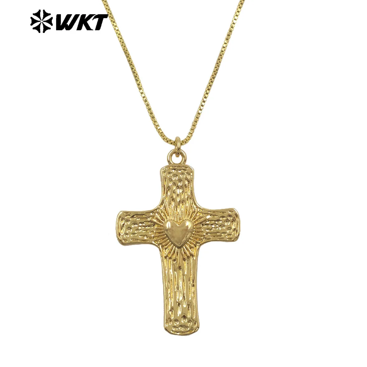 WT-JFN70 Good Quality Thin Chain With Yellow Brass Metal Cross Shape Pendant Necklaces For Friends Fashionable Jewelry Gift