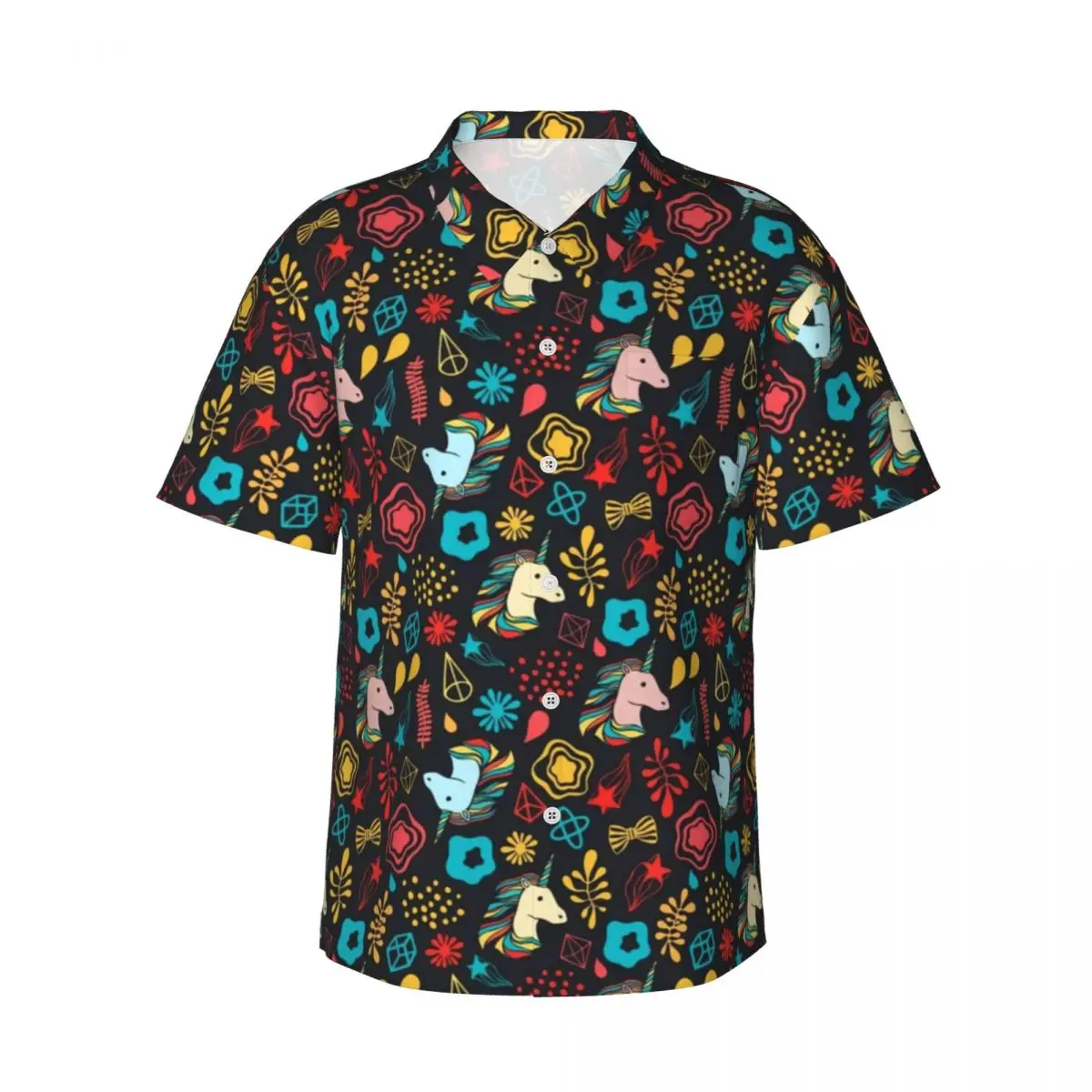 

Unicorn Party Summer Shirt Man Beach Cute Animal Print Casual Shirts Short-Sleeve Breathable Printed Vintage Oversized Blouses