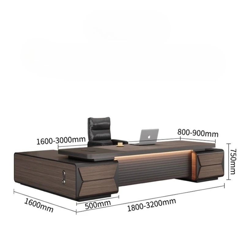 مجموعة كراسي مدير غرفة الشخص الفاخرة على شكل حرف L، أثاث مكتب الرئيس البسيط والحديث، مكتب تنفيذي للمنزل