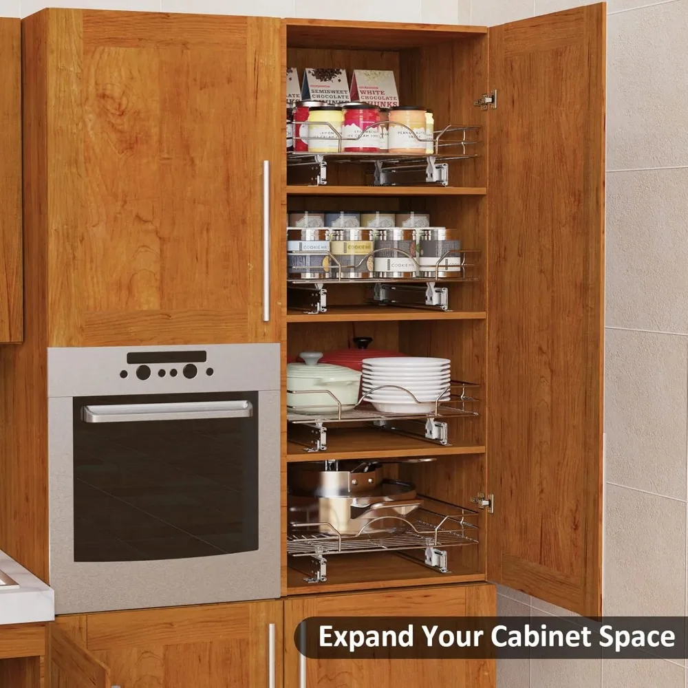 منظم خزانة قابل للسحب - 20 عريض × 21 عميقًا، أرفف منزلق، يناسب فتحة خزانة 21.5، حل تخزين المطبخ #5