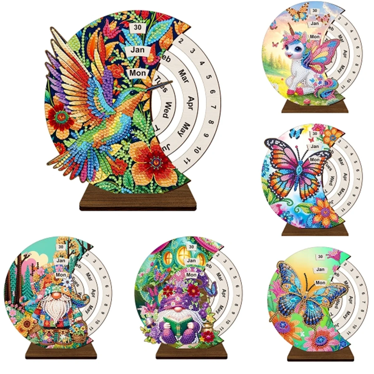 Bird Butterfly Diamond Painting Rotating Calendar Home Christmas Decoration DIY Mosaic Embroidery Sewing Kit Birthday Art Gift