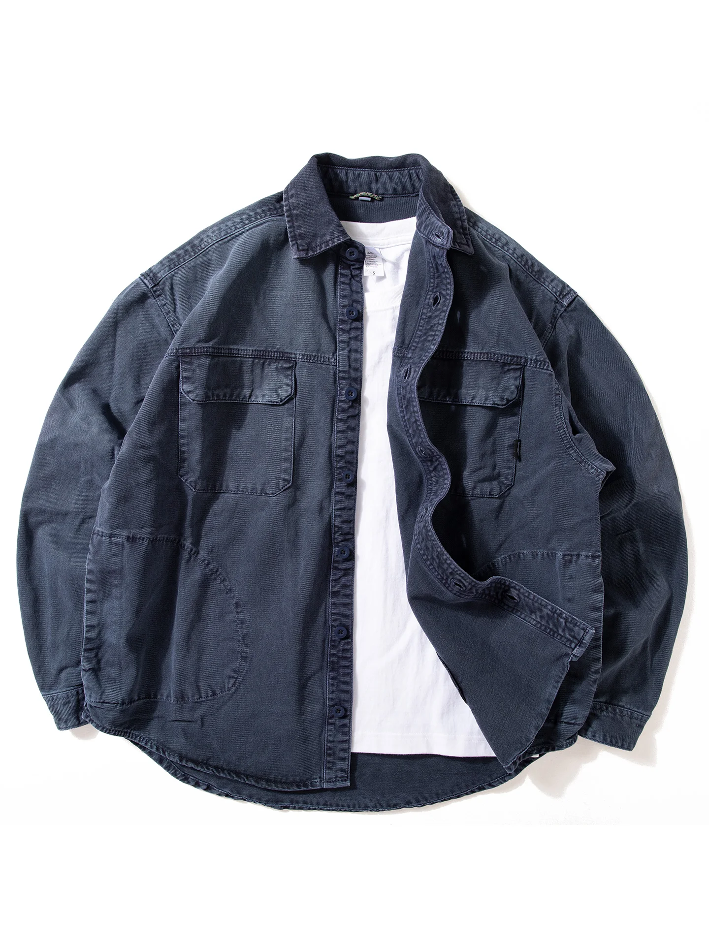 

Men's Retro Cotton Jaet irt Outerwear Casual Sle Long Sve Button Closure Classic Collar Loose Fit Autumn New Arrivals