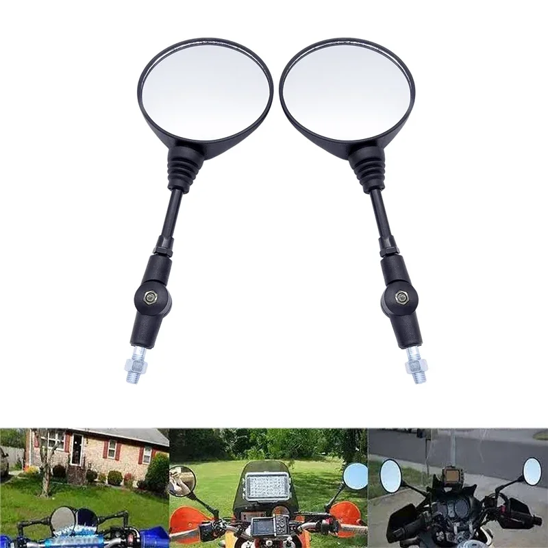 1 Pair Motorcycle Rearview Mirrors Black Scooter Univeisal Moto Side Mirrors FOR Vespa Piaggio Chopper Motorcycle Royal Enfield