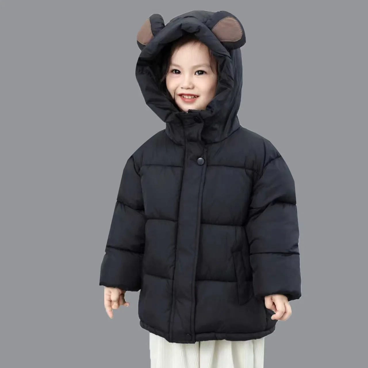

Boy Girl Coat Winter Thick Down Jackets 2025 New Kids Warm Plush Thicken Outerwear Clothes Fur Hooded Jacket Children Snowsuit