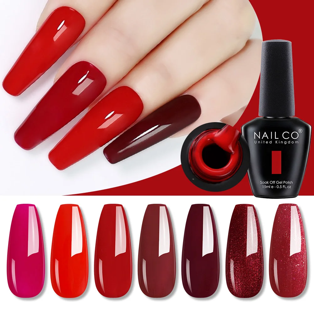 NAILCO Rode Kleuren Serie 15ML Nagelgel Polish Nagelbenodigdheden Semi Permanent Voor Nail Art Manicure Losweken LED UV hybride Vernis - afbeelding 2