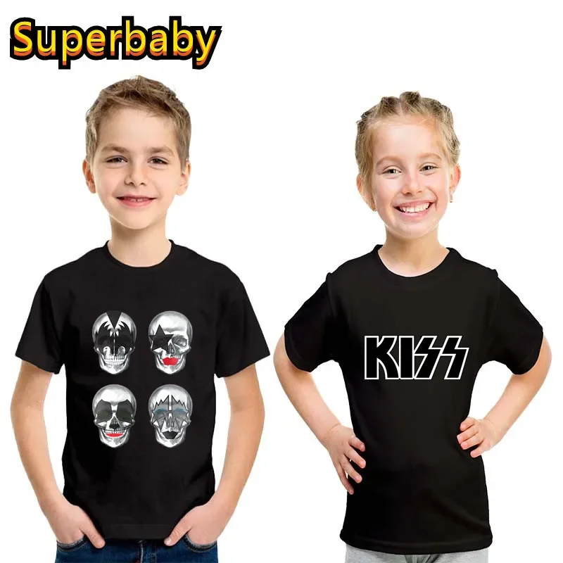 Hot Sale Stormtrooper Fans Kiss Rock Band Print Fashion Kids T-shirt Baby Boys Girls Clothes Summer Children Cotton T shirt