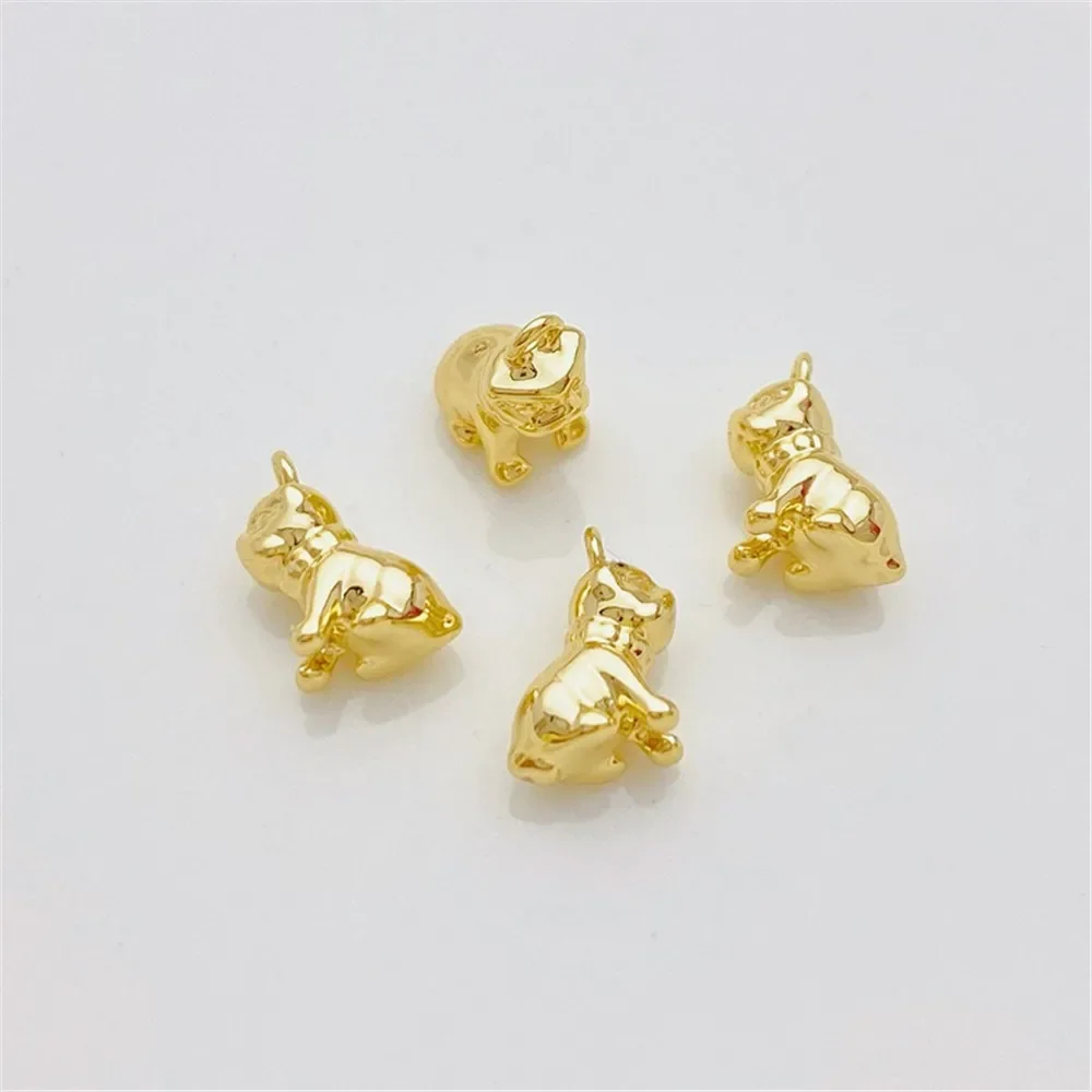 Mini Bulldog chapado en oro de 14 quilates, colgante para cachorros, suministros de joyería DIY, cuentas para collar, pulsera, accesorios artesanales